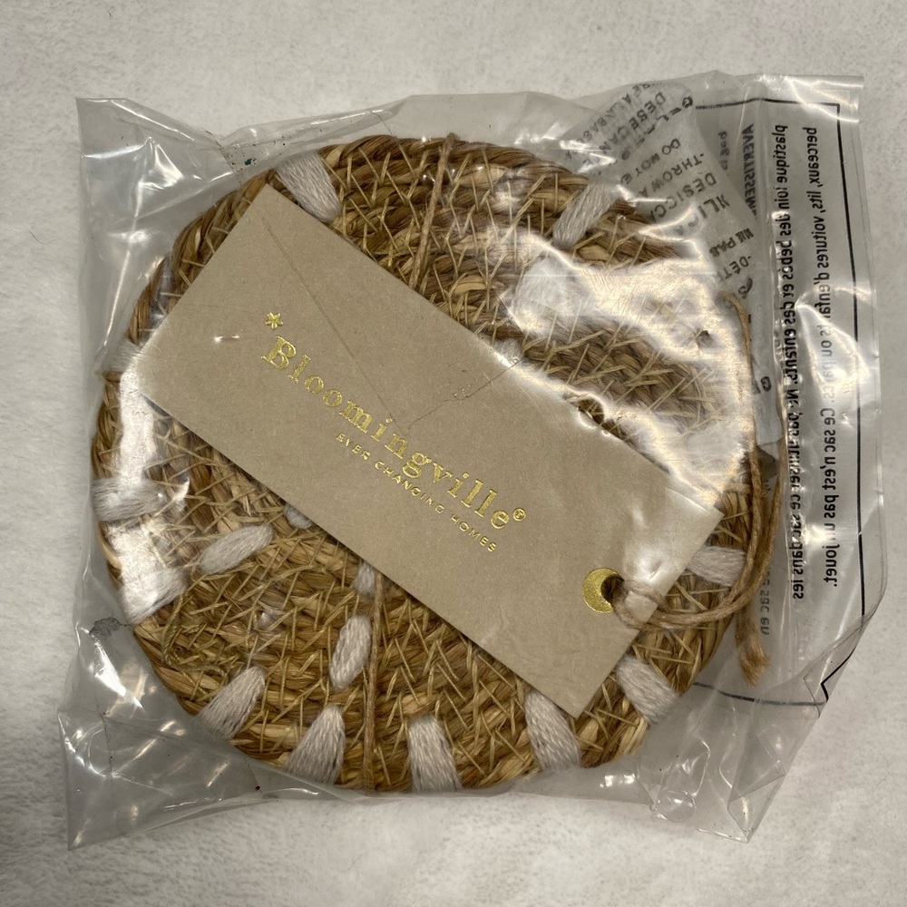 Bloomingville Ever Changing Homes NWT boho set of 4 coasters